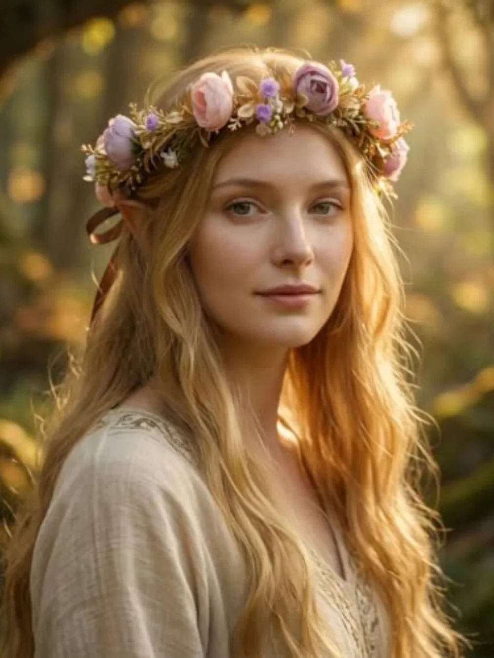 Fairy Flower Crown Headband - Boho Woodland Floral Hair Accessory for Weddings
